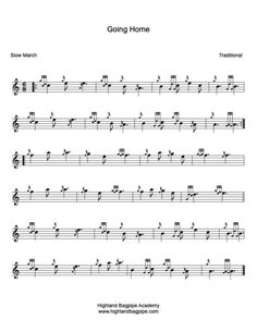 Going Home Bagpipe Sheet Music - Learn to play bagpipe tune Going Home Indoor Halfpipe, Bagpipe Tattoo, Bagpipe Sheet Music, Bagpipes Music, Knitted Toys Free Patterns, Book Page Crafts