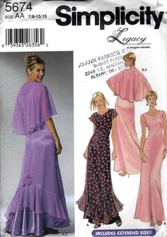 a women's dress and cape sewing pattern