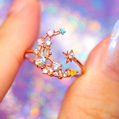 Details: 18K Rose Gold Plated Adjustable Size Anti-tarnish, anti-allergy, nickel-free. Designed in USA Unicorn Ring, Ring Luxury, Style Kawaii, Kawaii Jewelry, Jewelry Lookbook, Fancy Jewelry, Shiny Things, Princess Style, Girly Jewelry