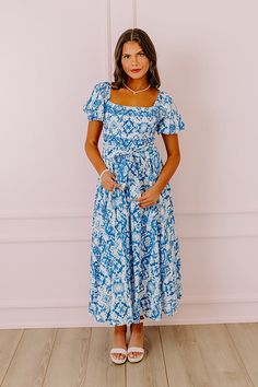 Ocean Breeze Smocked Maxi Dress Christian Fashion Outfits, Cute Dresses Modest, Modest Dresses For Church, Mass Outfit, Preppy Summer Dress, Modest Christian Clothing, Thrift Wishlist, Sunday Dresses, Easter Dresses For Women