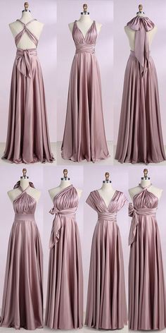 different views of dresses on mannequins and mannequin dummyes, all in pink