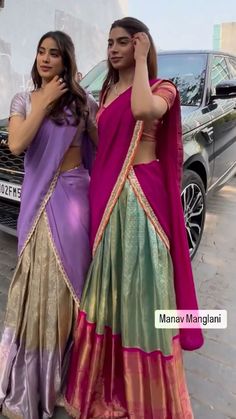 South Indian Langa Blouse, Traditional Langa Voni, South Indian Langa Voni, Simple Langa Voni Half Saree, Langa Davani Designs Traditional, Fashion Attire Style, South Indian Half Sarees Traditional, Simple Langa Voni, South Indian Half Saree Look