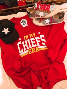 Get ready for game day in style with our In My Chiefs Era sweatshirt! Made from soft and comfy materials, this sweatshirt is perfect for any football fan. Whether you're watching the Super Bowl or just looking for a cute and stylish way to show off your love for the Chiefs, this sweatshirt has got you covered. Get NFL ready with our Chiefs Era sweatshirt! Unisex sizing and fit SPECIAL CARE - WASHING INSTRUCTIONS: Hand washing and air drying are always best for these items. Wash on delicate, cold Pre-shrunk Sweatshirt For Baseball Game Day, Game Day Fan Apparel Sweatshirt For Fall, Game Day Long Sleeve Sweatshirt For Football Season, Collegiate Fleece Tops For Game Day, Long Sleeve Football Season Sweatshirt For Game Day, Long Sleeve Sweatshirt For Football Season Game Day, Sports Fan Tops For Game Day In Winter, Winter Sports Fan Top For Game Day, Sports Fan Hoodie For Game Day In Fall