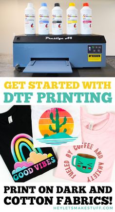 Make vibrant, long-lasting garments with DTF printing! This process prints an image onto film, which you can then transfer to t-shirts and other soft substrates, regardless of their color. Here's how it works! Dye Sublimation Printing, Tshirt Business Ideas, T Shirt Printing Business, Dtf Print Designs Tshirt Png, How To Print Dtf Transfers, Starting A T Shirt Business Heat Press, Diy Shirt Design, T Shirt Press Heat Transfer, Graphic Tee T-shirt With Heat Transfer Vinyl