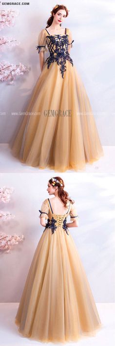 Yellow Ball Gown For Prom Season, Yellow Tulle Prom Gown, Long Prom Dresses With Sleeves, Ball Gown Prom Dress, Ball Gown Prom Dresses, Gown Prom Dresses, Tulle Balls, Gown Princess, Prom 2020