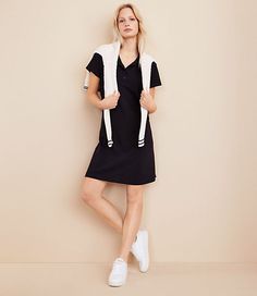 In luxuriously soft cotton pique, we love how this must-have polo dress polishes your wardrobe. Collared button placket. Short sleeves.,Imported:Imported,Fit:Fit: Shift - fits straight and relaxed,Length:33 1/4" from center back neck to hem, measured from a size S Lou & Grey Petite Pique Polo Mini Dress Size 2XS Black Women's by Lou & Grey Size Petite - 2XS Black Women's Sleeveless, Dresses Polo Fits Women, Casual Short Sleeve Polo Dress For Work, Fitted Short Sleeve Polo Dress For Work, Classic Fitted Polo Dress, Casual Mini Length Polo Dress, Summer Mini Polo Dress, Polo Dress Women, Black Polo, Dress Home