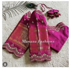 Blouse Work Designs For Pattu Sarees, Blouse Design For Engagement Saree, Latest Maggam Work Designs 2024, Red Color Blouse Designs Latest, Work On Pattu Blouse, Cut Work Designs Pattern, Border Highlight Aari Work, Pattu Saree Blouse Designs Wedding, Seemantham Blouse Designs