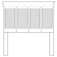 a drawing of a wooden headboard with shutters on the top and bottom panel