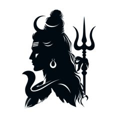 the avatar of lord rama is depicted in this black and white silhouette illustration on a white background