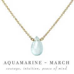 "Dainty, delicate and so feminine aquamarine necklace! It is made to add a gentle accent to your beauty, for every day to wear and sparkle. For a special gift for wife on 19th Anniversary or on March Birthstone. M A T E R I A L S: * natural aquamarine * metal of your choice: ✔ 14k Gold Filled ✔ 14k Rose Gold Filled ✔ Sterling Silver * 14k Solid Gold available too! (without stones at the clasp) * accented with tiny aquamarines at the chain ends * spring-ring clasp closure * comes in our branded g Teardrop Aquamarine Necklace For Gift, Briolette Aquamarine Necklace For Gifts, Teardrop Blue Topaz Necklace Gift, Blue Topaz Briolette Necklace For Gifts, Aquamarine Necklace For Anniversary, Aquamarine Birthstone Necklace For Gift, Aquamarine Gemstone Necklace For Gifts, Briolette Necklace For May Birthstone Gift, Blue Topaz Jewelry For May Birthstone Gift