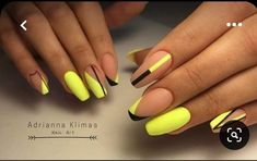 Her Nails, Black Nail, Neon Nails, Yellow Nails, Coffin Nails Designs, Classy Nails, Nail It, Fancy Nails, Chic Nails