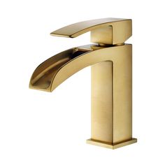 This single-handle bathroom faucet by Vinnova catches the eye the moment you walk into the room, featuring a high-luster Brushed Gold finish and sleek design. You will love how the water pours waterfall-style from the unique open spout. Single-handle operation provides ease of use. Vinnova Liberty Brushed Gold Single Hole 1-Handle Waterfall Bathroom Sink Faucet | 102111-BAF-BG Basin Bathroom, Finished Bathrooms, Stone Bath, Single Handle Bathroom Faucet, Single Hole Bathroom Faucet, Lavatory Faucet, Bathroom Faucet, Bathroom Sink Faucets, Bath Decor