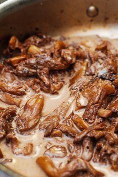 the food is being cooked in the pan on the stove top, ready to be eaten