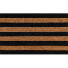 a black and brown door mat with horizontal stripes