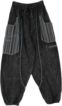 Black Grey Piped Harem Style Hippie Pocket Pants | Black | Split-Skirts-Pants, Peasant, Pocket, Bohemian Wide-leg Cargo Pants With Pockets For Festivals, Wide Leg Cargo Pants With Pockets For Festival, Wide Leg Cargo Pants For Festivals, Bohemian Wide Leg Cargo Pants With Pockets, Baggy Casual Cargo Pants For Festivals, Bohemian Wide-leg Cargo Pants, Cotton Harem Parachute Pants With Pockets, Baggy Hippie Harem Pants With Pockets, Relaxed Fit Harem Pants With Pockets For Festivals