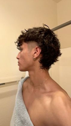 Taper X Mullet, Low Taper Fade Haircut Mullet, Man Haircut Curly Hair, Mid Taper Fade Mullet, Wavy Modern Mullet, Tapered Fade Mullet Men, Mullet Inspo Men, Modern Mullet Wavy Hair, Low Taper Fade Fluffy Hair