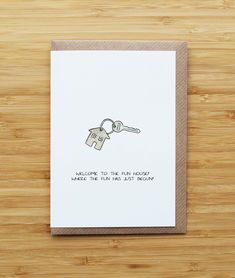 a card with an image of a house key and the words, welcome to the plan home where the full list doesn't come out