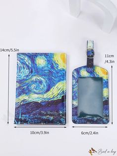 BirdinBag - Stylish Galaxy Print Passport Case Bundle: Includes Luggage Tag Portable Rectangular Card Holder, Travel Rectangular Wallets, Multicolor Shoulder Bag With Card Slots For Travel, Multicolor Rectangular Card Holder For Travel, Passport Case, Galaxy Print, Luggage Tag, Leather Coat, Luggage Tags