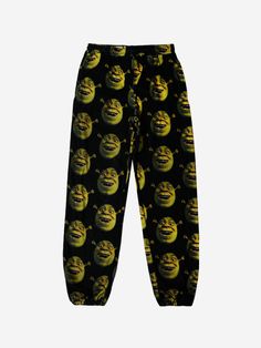 Screenprinted Graphics on Legs Drawstring Waist Side Pockets Banded Cuffs Relaxed Unisex Fit 100% Polyester  Imported Officially Licensed Shrek Merchandise Pijama Pants, Character Head, Black Jogger Pants, Cute Pajamas, Pj Pants, Black Joggers, Swaggy Outfits, Fleece Pants