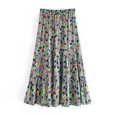 WickedAF Green / M Fabiana Maxi Skirt Beach Floral Print Rayon Maxi Skirt, Flowy Rayon Maxi Skirt With Floral Print, Flowy Floral Print Rayon Skirt, Floral Print Tiered Maxi Skirt In Rayon, Tiered Maxi Skirt With Floral Print, Rayon Tiered Skirt With Floral Print, Flowy Floral Rayon Maxi Skirt, Floral Print Rayon Tiered Maxi Skirt, Rayon Floral Print Tiered Maxi Skirt