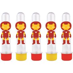 four different types of iron man lighters in various shapes and sizes, each with the same