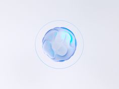 a blue object is in the middle of a white background with a circle around it