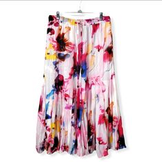 Bought New, Never Worn. Multicolored Abstract Floral Skirt With White Underskirt. Elasticated Waist. Cotton/Polyester/Viscose, Make In India. Machine Or Hand Wash, Twist And Dry. Responsive Seller Fast Shipping Non-Smoking Home Photos Taken With Daylight Balanced Lighting. Colors Rendered As Accurately As Possible. White Pleated Bottoms For Vacation, Spring Multicolor Long Pleated Skirt, Multicolor Long Pleated Skirt For Spring, Multicolor Long Pleated Summer Skirt, Multicolor Long Pleated Skirt For Summer, Pleated Multicolor Midi Skirt, Spring Multicolor Pleated Flowy Skirt, Multicolor Pleated Bottoms For Spring, Multicolor Flowy Skirted Bottoms