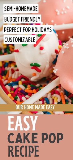 an easy homemade cake pop recipe with sprinkles