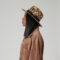 Features : Brim Size: 2.75" 100% polyester Women's one size Faux felt fedora with all over leopard pattern with bow grosgrain Chic Fitted Brown Fedora, Fitted Brown Boater Hat For Fall, Adjustable Brimmed Hat In Leopard Print, Adjustable Leopard Print Hat With Curved Brim, San Diego Hat, Facebook Style, Felt Fedora, Leopard Pattern, Fedora