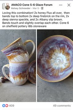 two pictures of coffee cups and saucers on the same page, one has been altered