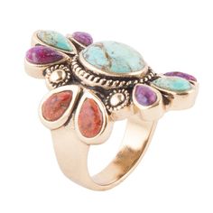 Native Color Turquoise Multi Stone Ring – Barse Jewelry Sponge Coral, Turquoise And Coral, Purple Turquoise, Coral Stone, Color Turquoise, Genuine Turquoise, Multi Stone Ring, Multi Stone, Stone Ring