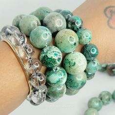 ✔ I ship your order in less than 24hrs - no delays, just speedy service! ✔ For all the details on my shop policies, just head over to the announcement section--everything you need is right there! 😊🛒 Embrace tranquility and intuition with this vibrant Chrysocolla Crystal Bracelet. Revered in metaphysical practices, it's considered a source of peace, believed to dispel negativity while promoting serene vibrations. It is linked to the throat and heart chakras and is associated with enhanced intui Nature-inspired Turquoise Bracelets As A Gift, Turquoise Nature-inspired Bracelets As A Gift, Turquoise Nature-inspired Bracelet As A Gift, Spiritual Turquoise Round Crystal Bracelet, Spiritual Turquoise Crystal Bracelet, Turquoise Round Crystal Bracelet Spiritual Style, Spiritual Turquoise Round Stretch Bracelet, Turquoise Round Crystal Bracelet For Spiritual Style, Chrysocolla Beaded Bracelets As Gifts