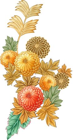 a bunch of flowers that are on top of each other in the middle of a white background