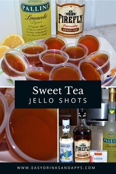 sweet tea jello shots are arranged on a plate