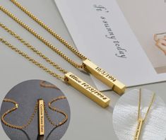 Capture the essence of your most cherished memories with our exquisite engraved necklace . Personalized with your choice of text or special date, this necklace serves as a timeless keepsake, celebrating the moments that matter most. Whether it's a beloved quote, a meaningful phrase, or a significant date, our skilled artisans will meticulously engrave it onto the surface of the necklace , ensuring a lasting tribute to your memories. Made with high-quality materials and expert craftsmanship, this Memory Necklace, Bar Pendant Necklace, Memorial Necklace, Square Pendant, Personalized Valentines, Friend Christmas, Bar Pendant, School Gifts, Stainless Steel Necklace