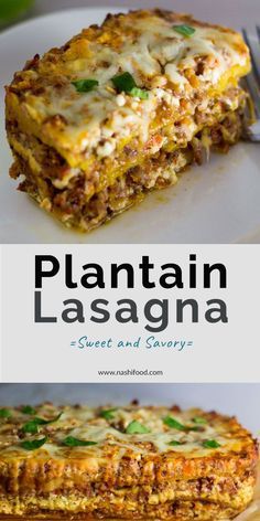 the cover of plantain lasagna is shown