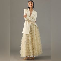 Anthropologie Long Tool Skirt Size Small Color Is Cream Would Be Perfect For Family Pictures Or Any Kind Of Photo Or Just To Wear Out It’s Beautiful On Anthropologie Tulle Skirt, Tool Skirt, Anthropologie Tulle, Tulle Skirts Outfit, Fresh Dress, Tulle Maxi Skirt, Favorite Daughter, 50 Fashion, Skirt Outfits