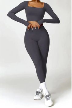 Get ready to slay your yoga class in this Square Neck Extended Long Sleeve Crop Top Yoga Pant Set. The crop top and yoga pants combo provides maximum comfort and flexibility for your practice. With a stylish square neck and extended sleeves, you'll look and feel confident while you flow. Namaste! Runs small so size up!﻿ ﻿ Length Ankle-Length Style Active Fabric Type Blended fabrics Material Spandex , Nylon Neckline Square Collar Pattern Type Solid Sleeve Length Full Season Spring / Autumn Chest Black Workout Set, Black Jumpsuit Dress, Yoga Pant, Curvy Dress, Collar Pattern, Crop Top Sweater, Long Sleeve Crop, Pant Set