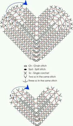 the instructions to make a crochet heart