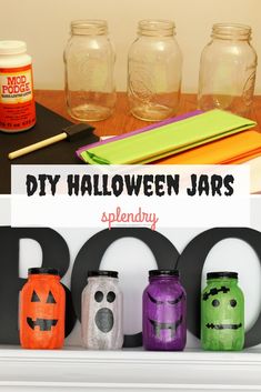 diy halloween jars with text overlay that reads diy halloween jars splenbury