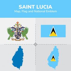 an image of the state of saint lucia with its flag and coat colors on it