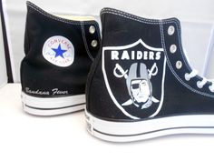 Converse Hi Black Oakland Raiders  FREE by BandanaFeverDesigns Raiders Party, Converse Hi, Football Stuff