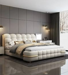 Luxurious Leather Art Bed With Metal Elegance / Lixra Bed Aesthetic, Leather Upholstered Bed, Simple Headboard, Leather Bed Frame, Gorgeous Bed, D Design, King Size Bed Frame