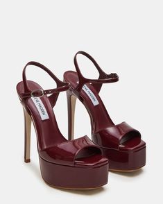 COLOGNE Wine Patent Platform Stiletto Heel | Women's Heels – Steve Madden Platform Stilettos, Spring Tops, Spring Looks, Fun Bags, Stiletto Heel, Womens Heels