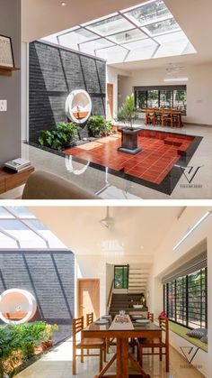 the inside and outside of a modern house