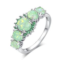 Opal Birthstone Ring, Opal Birthstone, Green Fire, Fire Opal Ring, Green Stones, Necklace Diamond, Stylish Rings, Green Opal, Pretty Rings