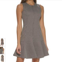 You'll Look Effortlessly Poised In This Sleeveless Dress That Features A Subtle Knit Pattern And A Swingy, Ruffled Hem. Size 8: 36'' Long From High Point Of Shoulder To Hem 66% Polyester / 27% Viscose / 7% Elastane Dry Clean Sleeveless Fit And Flare Ruffled Dress, Fitted Flattering Sleeveless Spring Dress, Fitted Sleeveless Dress For Spring, Chic A-line Tommy Hilfiger Dress, Fitted Sleeveless Tommy Hilfiger Dress, Tommy Hilfiger Sleeveless Summer Dress, Tommy Hilfiger Fitted Sleeveless Dress, Sleeveless Fit And Flare Dress With Ruffle Hem, Ruffled Sleeveless Dress For Workwear