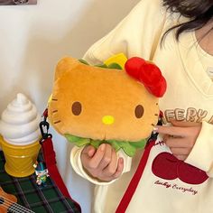 Kitty Hamburger Funny Plush Shoulder Bags KI529 Rock your style with this Kitty Hamburger Funny Plush Shoulder Bag! The cute design will surely make you stand out while the plush material keeps your belongings safe and secure. Carry your essentials with ease and a touch of cuteness with this lovely bag. Burger Cartoon, Picnic Backpack, Kawaii Sanrio, Hello Kitty Cartoon, Plush Bags, Hello Kitty Plush, Chest Bag, Bag Set, Tote Backpack