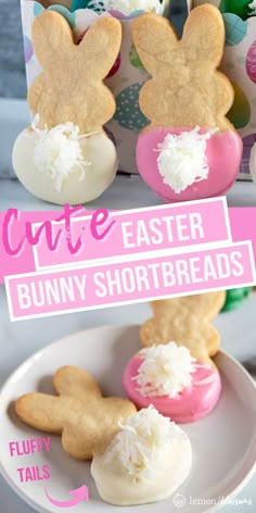 some bunny shortbreads are on a plate