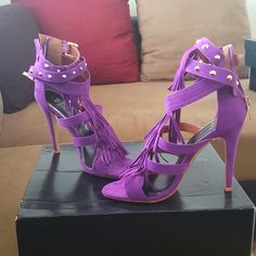 Scene Purple Heeled Sandals Sz 7m 4 In Heels Gold Spikes Around Ankle For An Edgier Look Never Been Worn Purple Sandals With 4-inch Heel And Ankle Strap, Purple Open Toe Sandals For Night Out, Purple Pointed Toe Sandals For Night Out, Purple Ankle Strap Sandals With 4-inch Heel, Purple Sandals With 4-inch Heel And Open Heel, Purple Sandals With 4-inch Heel And Pointed Toe, Purple Open Toe Sandals With 4-inch Heel, Tattoo Patterns, Purple Heels